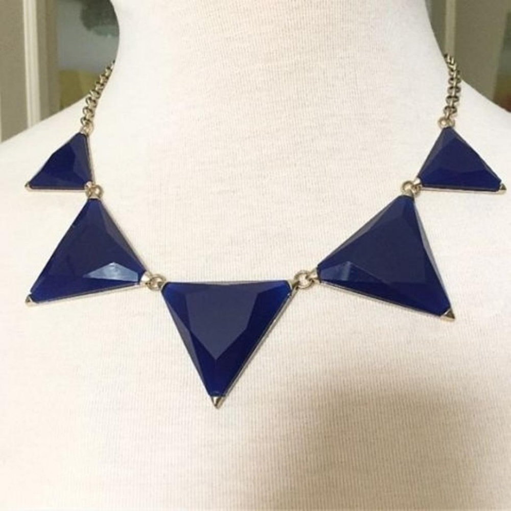 Gold Navy Triangle Statement Necklace